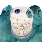 Crystal candle intention soy wax cotton wick calming healing rosemary sage