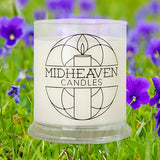 Midheaven Candles-Sweetgrass and Violet-Soy Candle-Featured Sweetgrass and Violet Photo-Fresh-Finger Lakes-Soy Candle-Violet-Summer